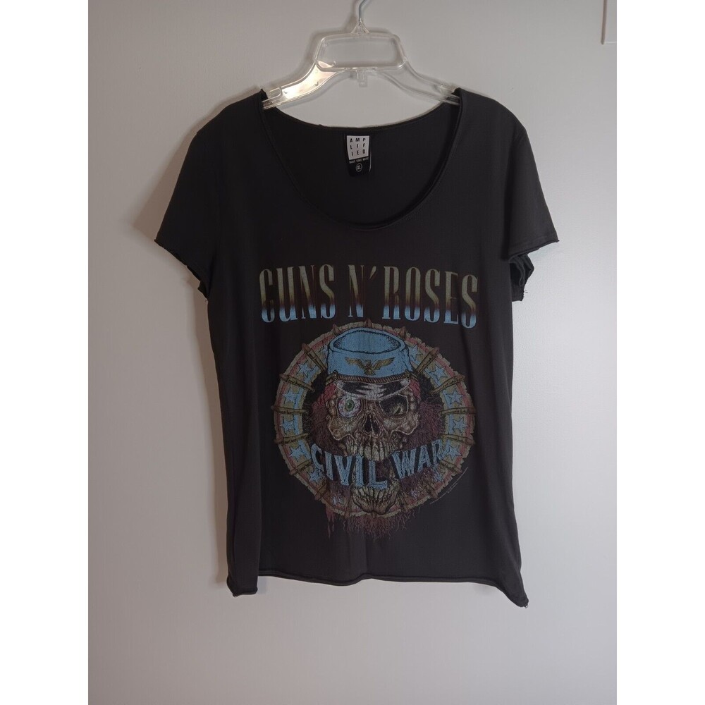 Guns And Roses Womens Short Sleeve T-Shirt Brown Sz XL Civil War Amplified
